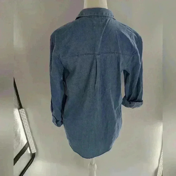 Old Navy Blue Girls Size XL (12-14) Long Sleeve Button Down Top Tunic Length - Picture 8 of 12